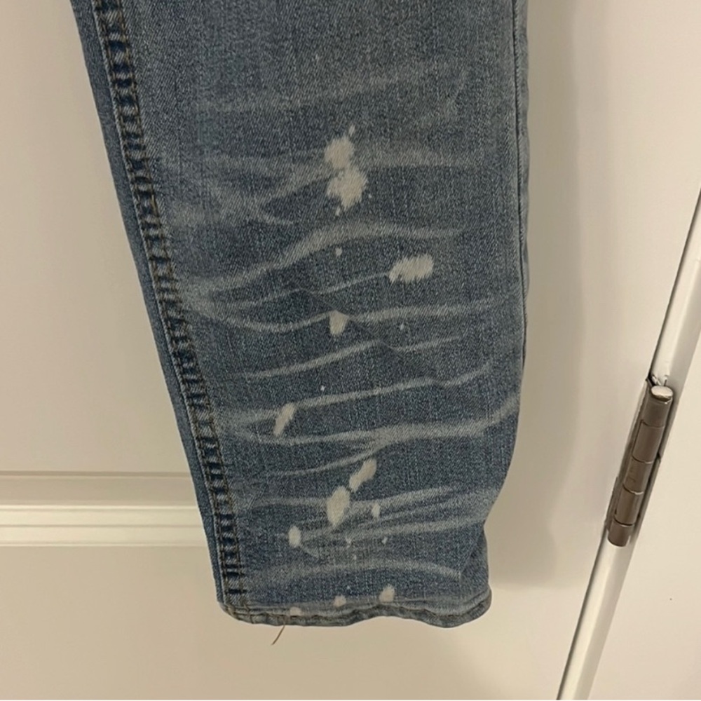 Men's Distressed Skinny Jeans in Classic Blue - Picture 3 of 9